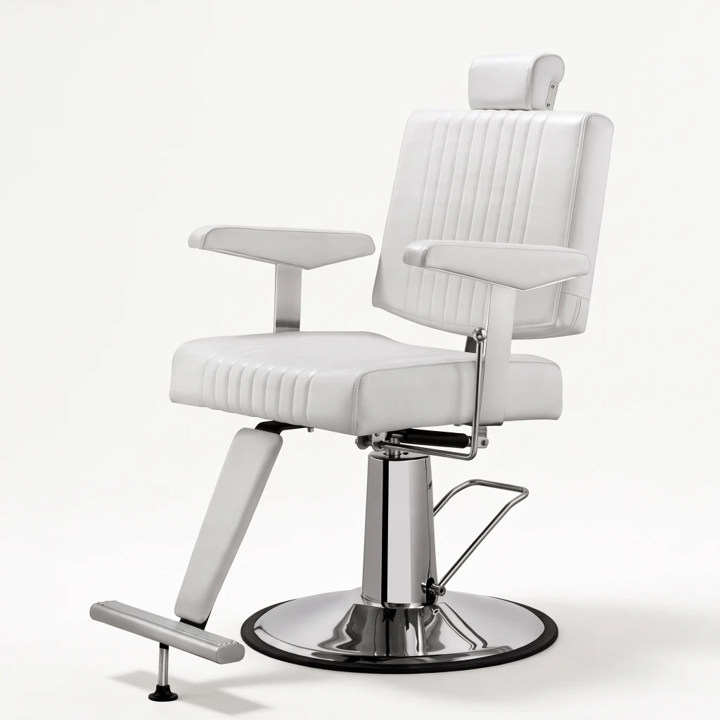 Sillón de barbero Mudi SEREN blanco con bomba hidráulica