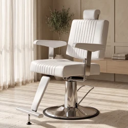 Mudi SEREN white barber chair with hydraulic pump