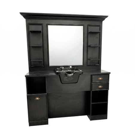 Barber Dresser and Workstation Bansa Vintage Industrial with Integrated Shampoo Unit - Weelko