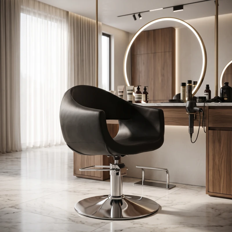 Sedia da taglio Glam Chrome - Sedia per parrucchiere moderno - Weelko