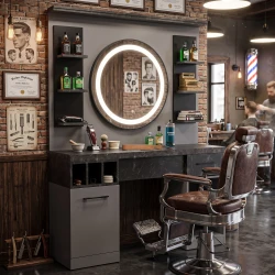 Tocador de barbería MUDI ZINC gris sin espejo