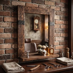 Credenza Rustica vintage in resina poliuretanica su MDF con specchio e mensola - i-Medstetic