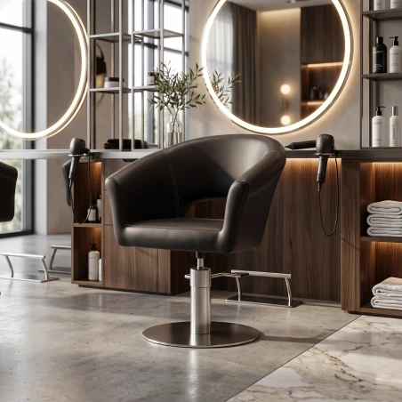 DDUUEETT ARCEL hairdressing chair with round Inox Silver base