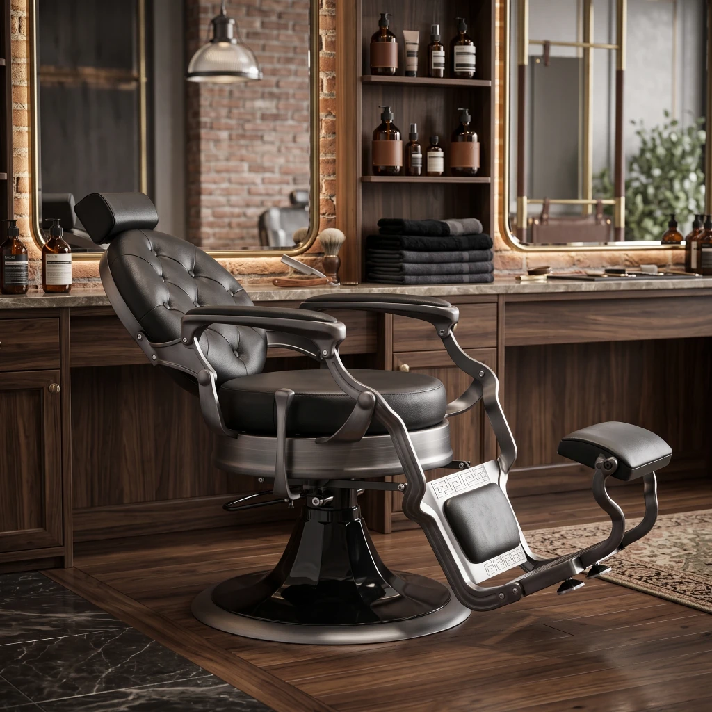 Sillón de barbería Weelko LARRY BRUSH vintage negro