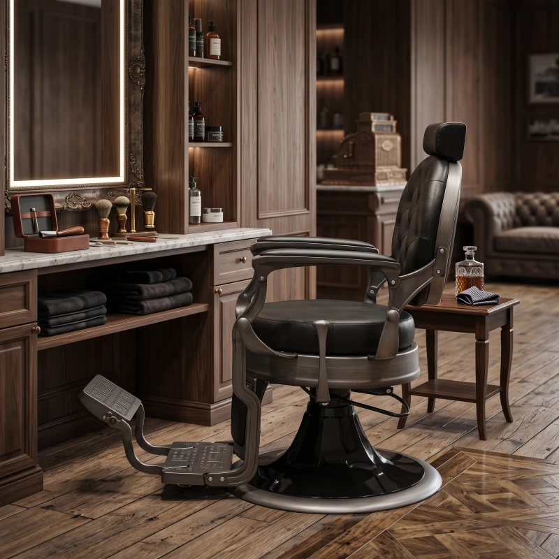 Fauteuil de barbier Weelko LARRY BRUSH vintage noir