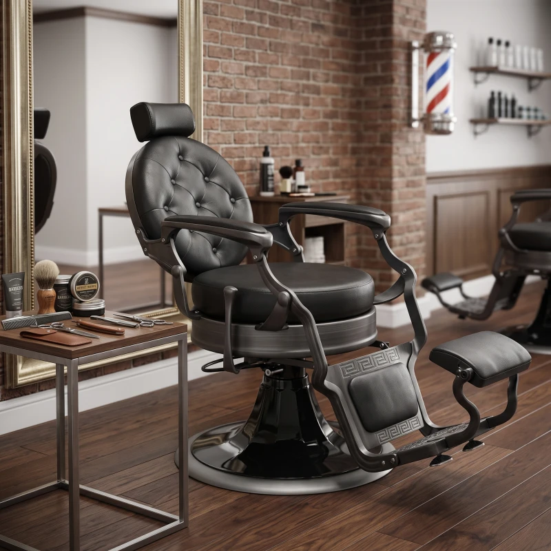 Fauteuil de barbier Weelko LARRY BRUSH vintage noir