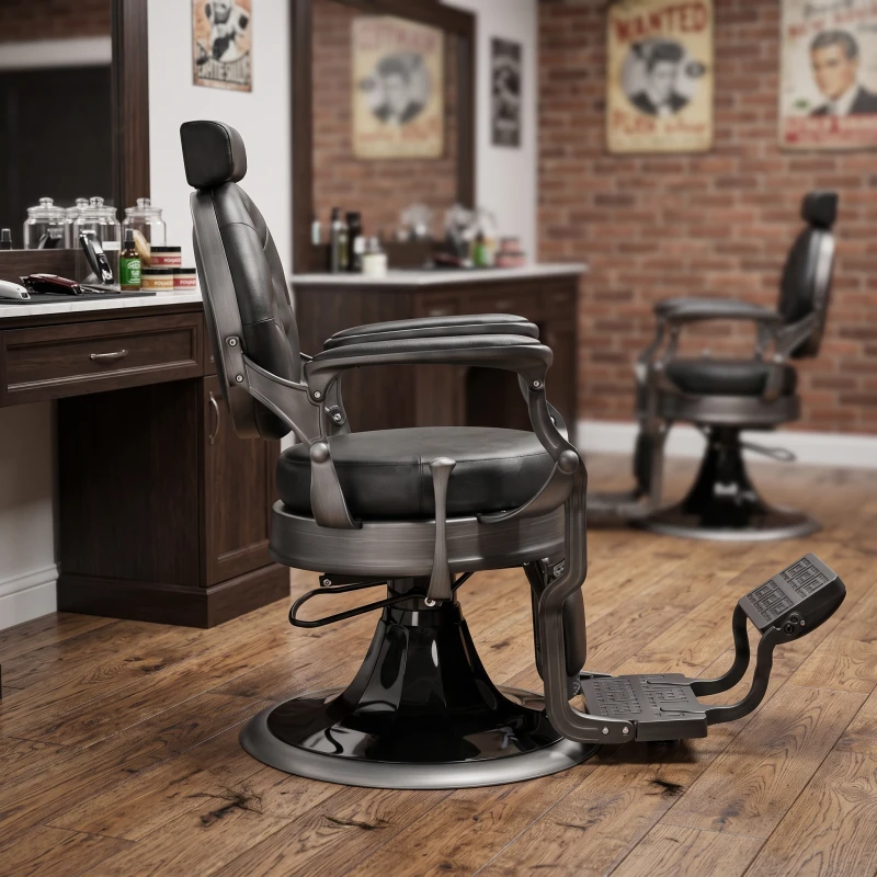 Poltrona da barbiere Weelko LARRY BRUSH vintage nera