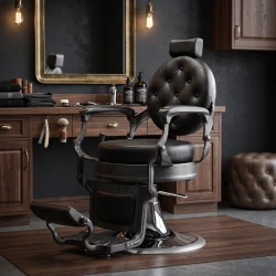 Cadeira de barbeiro Weelko LARRY BRUSH vintage preta
