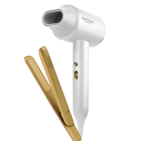 PostQuam Set Veloce Ionic Blue W + USB-Gold-Glätteisen