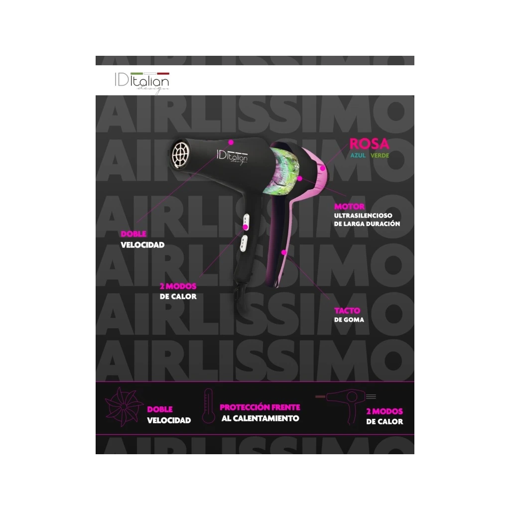 Secador profesional GTI 2300 Airlissimo Rosa ID Italian Design