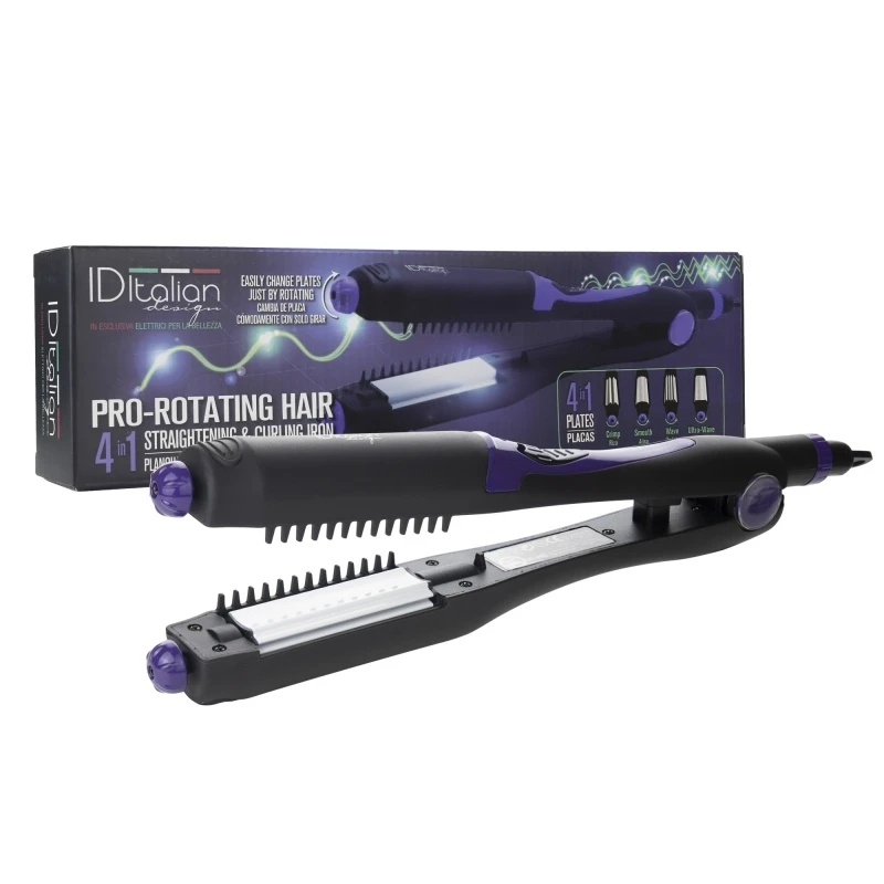 Prancha de cabelo Magic Intercambiável Pro-Rotating 4 em 1 ID Italian Design
