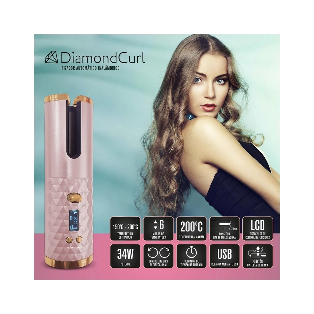 Rizador automático inalámbrico Wireless Diamond Curl