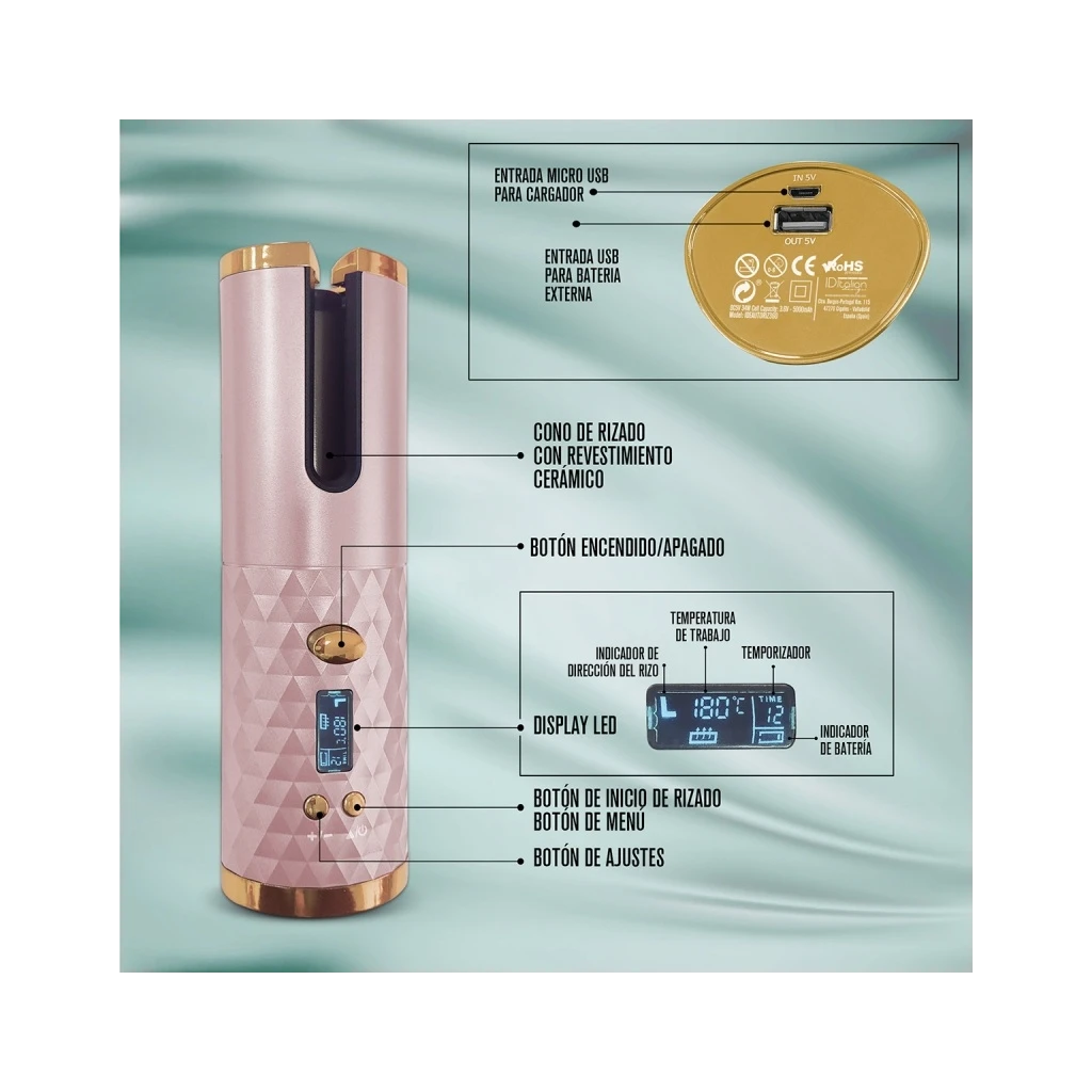 Rizador automático inalámbrico Wireless Diamond Curl