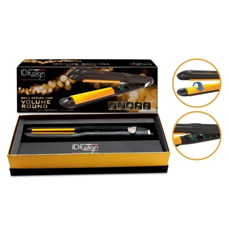 Prancha de cabelo profissional ID Italian Design Gold Styler Volume Round ID Gold