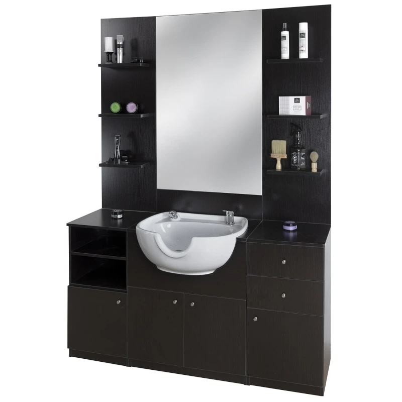 ID Italian Design barber station with integrated washbasin