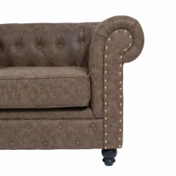 Chesterfield Sofa Repose Brown Button-Tufted Aged Finish - Weelko