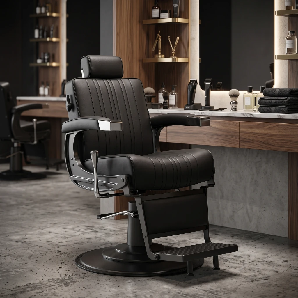 Sillón de barbería negro Weelko LEVER