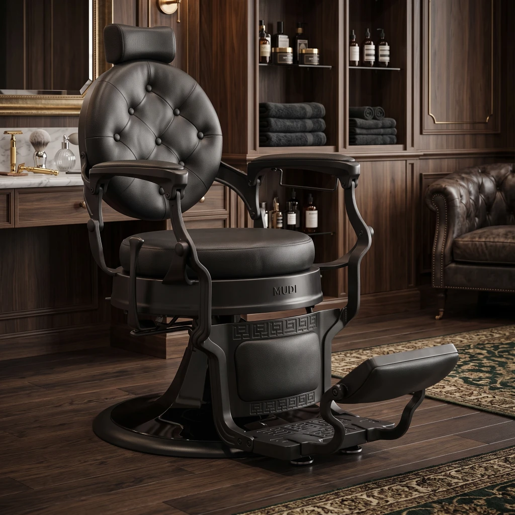 Sillón de barbería MUDI LARRY BLACK negro