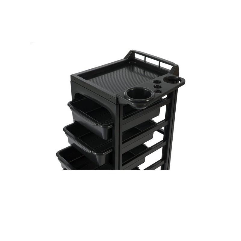Hope Cart Black Hairdressing Trolley with 5 Drawers and Side Tray - Weelko