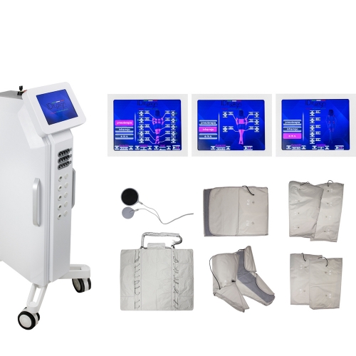 Presoterapia Digital 3 en 1 Premium electroestimulación + sauna y pantalla táctil a todo color.