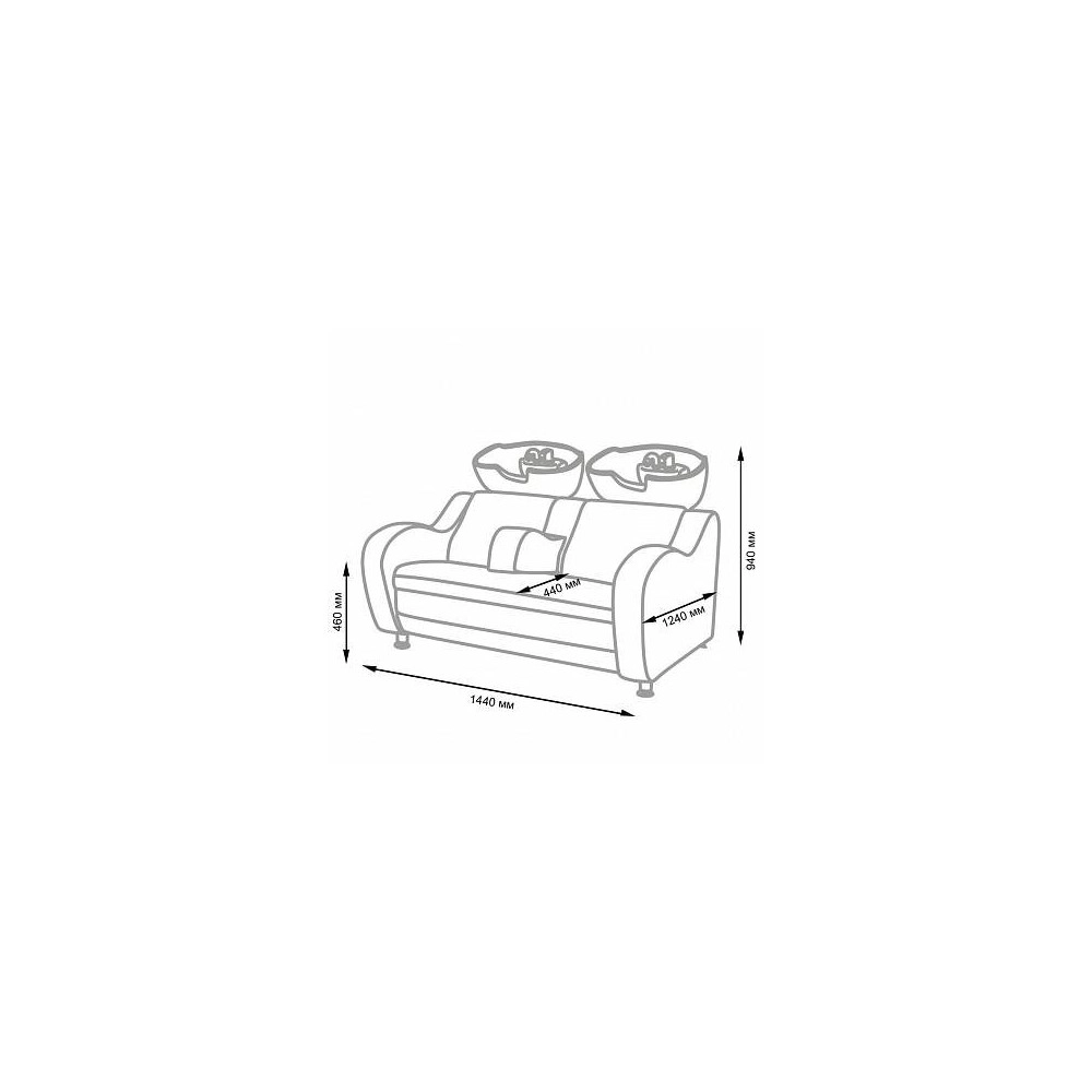 Lavacabezas doble peluquería con apoyabrazos tapizados y diseño moderno - NeoBeauty -NeoBeauty -Lavacabezas barbería