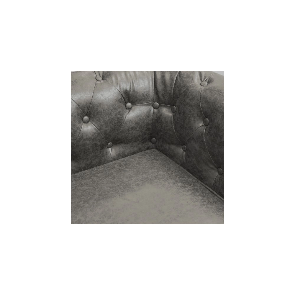 Sillón Chester 3 plazas gris capitoné en piel sintética y madera I-medStetic Premium -I-medStetic Premium -Sillones de espera