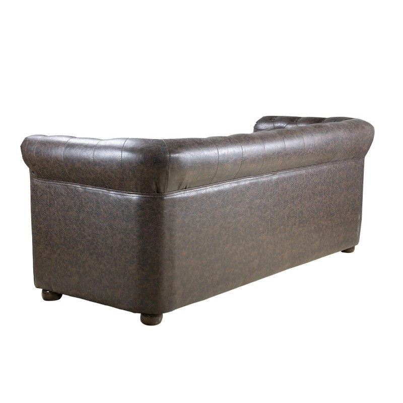 Chester Brown 3-seater waiting sofa with PU faux leather upholstery and button-tufted design by I-medStetic Premium -I-medSte...