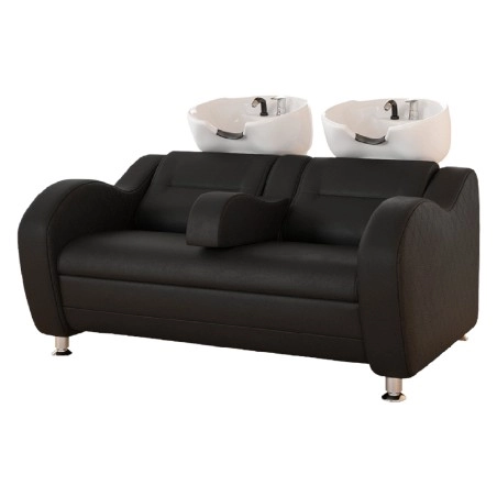 Rondella a doppia onda lavacapi doppio moderno con braccioli imbottiti NeoBeauty -NeoBeauty -Lavabo da barbiere