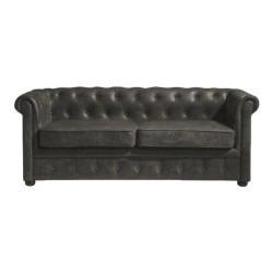 Sillón Chester 3 plazas gris capitoné en piel sintética y madera I-medStetic Premium -I-medStetic Premium -Sillones de espera