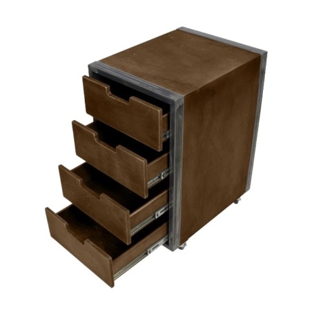 Trolley City Marrone NeoBeauty - carrello compatto con struttura metallica effetto usurato, cassetti multistrato e ruote con ...